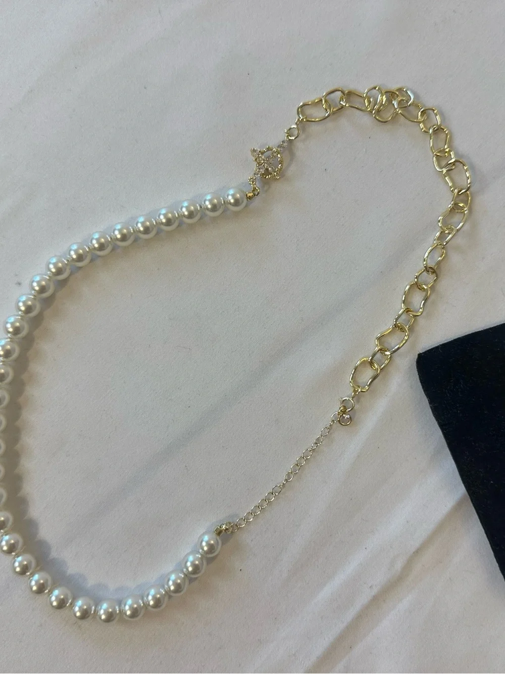 Pearl and Gold Chain Necklace - White Pearls, Gold Chain